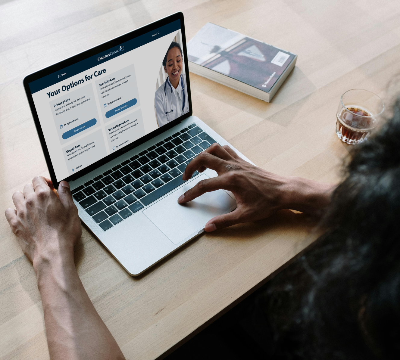 patient looking at Carilion Care options on website