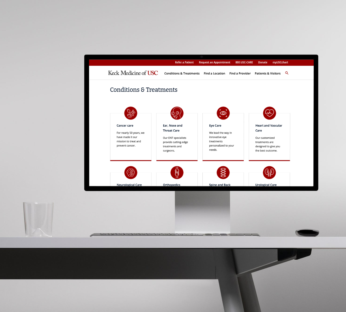 Keck Medicine conditions and treatments web page