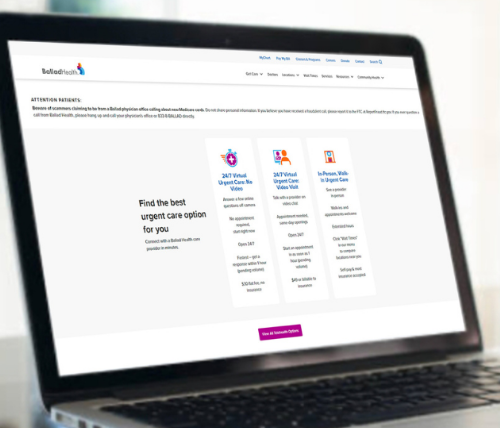 Ballad health website homepage