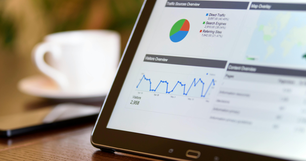 data analytics dashboard on tablet screen