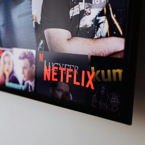 Netflix on TV screen, highlighting a brand's experience