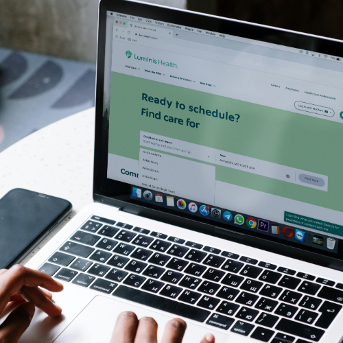 person scheduling appointment on Luminis Health website