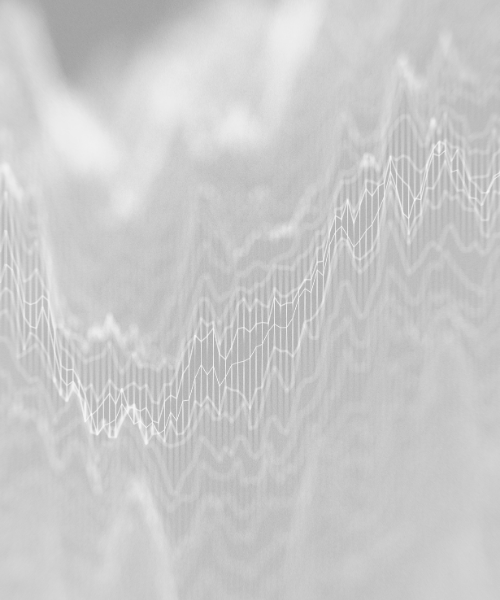 “Abstract grayscale data visualization with layered line graphs representing analytics, digital connectivity, or healthcare data trends