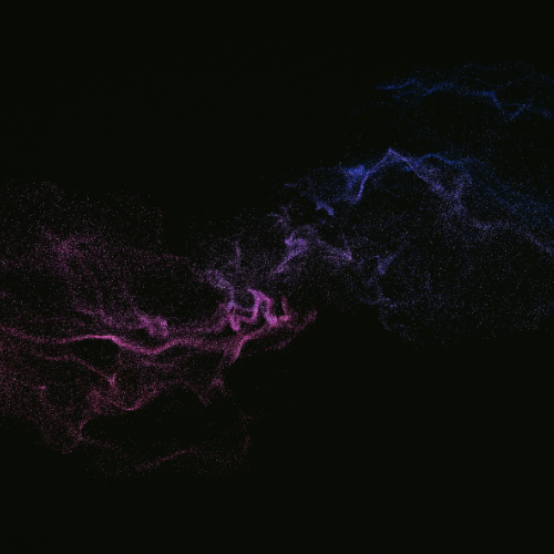 Abstract digital particle visualization representing AI and connected healthcare technology